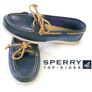 Sperry Navy Blue Nautical Boat Shoes 7.5M
